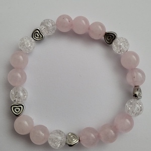 Rózsakvarc-hegyikristály ásványkarkötő - ékszer - karkötő - ásványkarkötő - Meska.hu