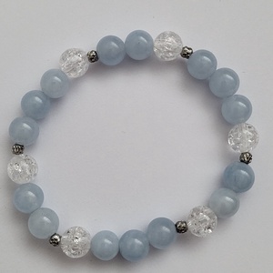 Kék kalcedon-hegyikristály ásványkarkötő - ékszer - karkötő - ásványkarkötő - Meska.hu
