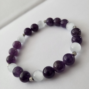 Ametiszt-szelenit ásványkarkötő - Meska.hu