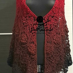 Rubin rózsa egyedi nagy horgolt kendő - ruha & divat - sál, sapka, kendő - vállkendő - Meska.hu