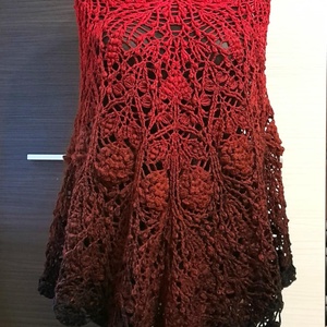 Rubin rózsa egyedi nagy horgolt kendő - ruha & divat - sál, sapka, kendő - vállkendő - Meska.hu