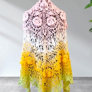 Tavaszi frissesség - egyedi horgolt vállkendő - ruha & divat - sál, sapka, kendő - kendő - Meska.hu