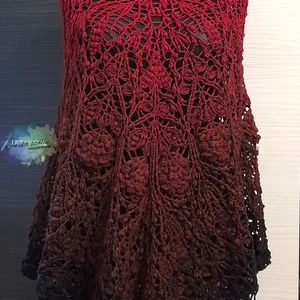 Rubin rózsa egyedi nagy horgolt kendő - ruha & divat - sál, sapka, kendő - vállkendő - Meska.hu