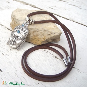 Buddha nyaklánc, Amulett nyaklánc,  Ezoterikus, Spirtuális, Rusztikus bőr nyaklánc -  - Meska.hu