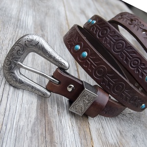 Női olasz marhabőr öv, Western stílusú kézműves valódi bőr öv nőknek - ruha & divat - öv & övcsat - öv - Meska.hu