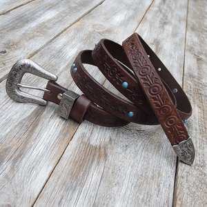 Női olasz marhabőr öv, Western stílusú kézműves valódi bőr öv nőknek - ruha & divat - öv & övcsat - öv - Meska.hu