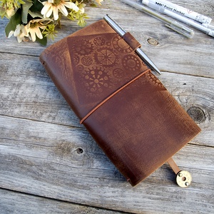 Rusztikus öregbített bivalybőr napló, Jegyzetfüzet, Notebook férfiaknak, Midori újratölthető egyedi, Otthon & Életmód, Papír, írószer, Jegyzetfüzet & Napló, Bőrművesség, MESKA