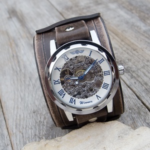 Férfi Skeleton karóra, Kézműves karóra férfiaknak, Steampunk férfi karóra, Mechanikus karóra - ékszer - karóra és ékszeróra - karóra - Meska.hu
