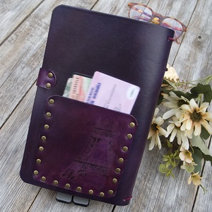 Bőr napló, Párizsból szeretettel bőr útinapló, Bőr ötletnapló, Notebook, Emlékkönyv, Újratölthető - otthon & életmód - papír, írószer - jegyzetfüzet & napló - Meska.hu