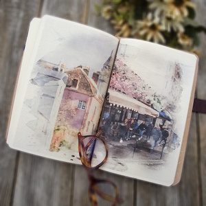 Bőr napló, Párizsból szeretettel bőr útinapló, Bőr ötletnapló, Notebook, Emlékkönyv, Újratölthető - otthon & életmód - papír, írószer - jegyzetfüzet & napló - Meska.hu