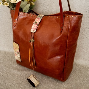 Női bőr táska, Valódi bőr válltáska, Nagy shopper táska, Francia stílusú női táska - táska & tok - kézitáska & válltáska - nagy pakolós táska - Meska.hu