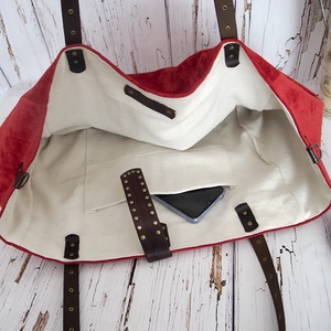 Női nagy méretű válltáska, Keresztpántos pakolós táska, Shopper táska, Városi vagány szegecselt táska, - táska & tok - kézitáska & válltáska - nagy pakolós táska - Meska.hu