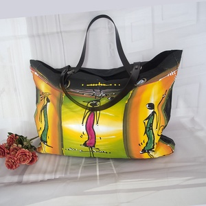 Festmény táska, Női Afrika táska, Akril festmény táska, Nagy pakolós táska, A hordható művészet - táska & tok - kézitáska & válltáska - nagy pakolós táska - Meska.hu