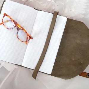 Főnix madaras olasz nyitható khaki színű nubuk bőr napló, Újratölthető nyitható-zárható notebook - otthon & életmód - papír, írószer - jegyzetfüzet & napló - Meska.hu