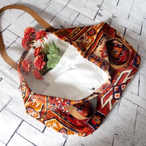 Kilim szőnyeg mintás nagy méretű táska, Kelim mintás bársony nagy pakolós táska, Kelim mintás utazótáska - táska & tok - kézitáska & válltáska - nagy pakolós táska - Meska.hu