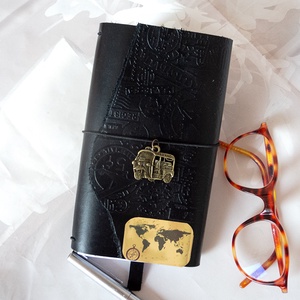 Utazz velem Thaiföldre! Fekete olasz marhabőr napló, Fekete bőr notebook, Újratölthető útinapló, Otthon & Életmód, Papír, írószer, Jegyzetfüzet & Napló, Bőrművesség, MESKA