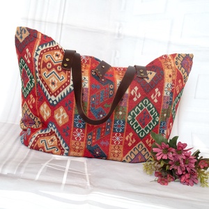Női nagy méretű vászon táska, Kilim mintás gobelin táska, Női utazó táska, Női gobelin válltáska, Shopper táska - táska & tok - kézitáska & válltáska - nagy pakolós táska - Meska.hu