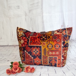 Nagy méretű Kilim stílusú bársony szőnyegtáska - táska & tok - kézitáska & válltáska - nagy pakolós táska - Meska.hu