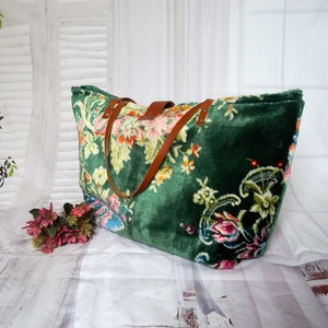 Extra nagy egzotikus szőnyegtáska, Virágmintás szőnyeg válltáska, Puha és bársonyos szőnyegtáska - táska & tok - kézitáska & válltáska - nagy pakolós táska - Meska.hu