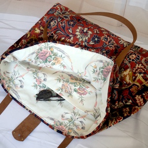 Nagy méretű perzsa mintás szőnyegtáska, Egzotikus bársony szőnyegtáska - táska & tok - kézitáska & válltáska - nagy pakolós táska - Meska.hu