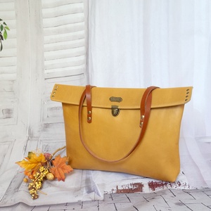 Sárga marhabőr válltáska, Messenger táska,  Marhabőr tablet táska, MacBook tok - táska & tok - ebook & tablet tok - Meska.hu