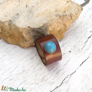Lovas Lillának félretéve- Türkizköves női olasz marhabőr gyűrű -  - ékszer - gyűrű - statement gyűrű - Meska.hu