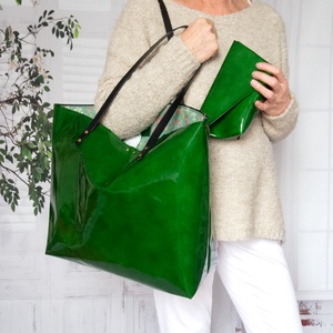 Olasz Lakkbőr táska kozmetikai táskával - táska & tok - kézitáska & válltáska - nagy pakolós táska - Meska.hu