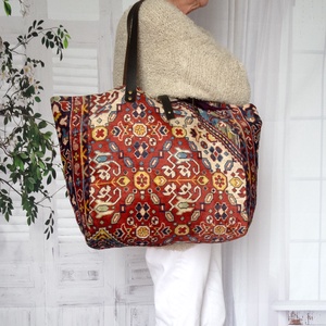 Nagy méretű perzsa mintás szőnyegtáska, Puha bársonyos, strapabíró - táska & tok - kézitáska & válltáska - nagy pakolós táska - Meska.hu