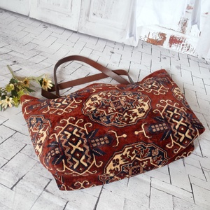 Nagy méretű szőnyeg válltáska,  Selymesen puha és tágas leéta mintás táska - táska & tok - kézitáska & válltáska - nagy pakolós táska - Meska.hu