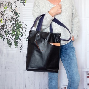 Fekete puha valódi bőr táska - Meska.hu