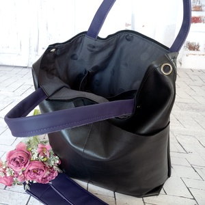 Fekete puha valódi bőr táska - táska & tok - kézitáska & válltáska - nagy pakolós táska - Meska.hu