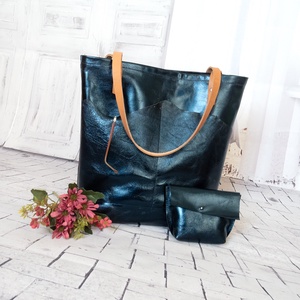 Metál borjúbőr válltáska - táska & tok - kézitáska & válltáska - nagy pakolós táska - Meska.hu