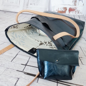 Metál borjúbőr válltáska - táska & tok - kézitáska & válltáska - nagy pakolós táska - Meska.hu