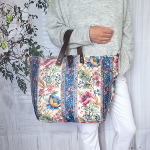 Nagy méretű válltáska a mező virágaival, Bohém �Illatos mező kézitáska, Shopper, Utazótáska, Bohém �Illatos mező táska - Meska.hu
