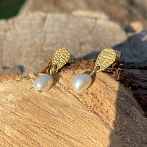 Double Sweet Pearl  Csepp alakú édesvízi gyöngy fülbevaló - ékszer - fülbevaló - lógó csepp fülbevaló - Meska.hu