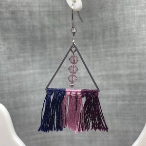Mauve Dawn - Cérna és Swarovski gyöngy fülbevaló - ékszer - fülbevaló - lógó fülbevaló - Meska.hu