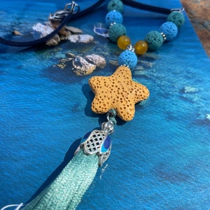 Oceanic Starfish - Lávaköves nyaklánc, Ékszer, Nyaklánc, Bojtos nyaklánc, Ékszerkészítés, MESKA