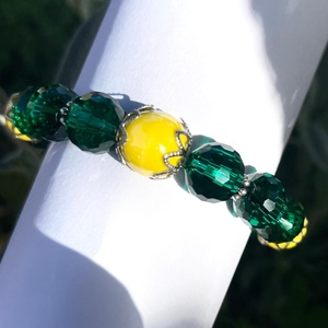 Crystal Green - Üveggyöngy karkötő - ékszer - karkötő - gyöngyös karkötő - Meska.hu