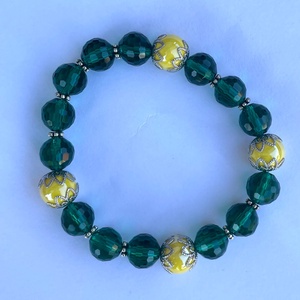Crystal Green - Üveggyöngy karkötő - ékszer - karkötő - gyöngyös karkötő - Meska.hu