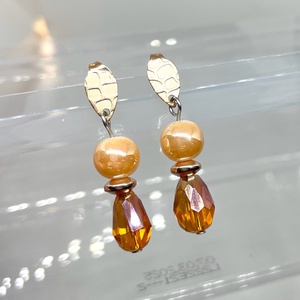 Pretty Amber - Üveggyöngy fülbevaló, Ékszer, Fülbevaló, Lógó csepp fülbevaló, Ékszerkészítés, MESKA