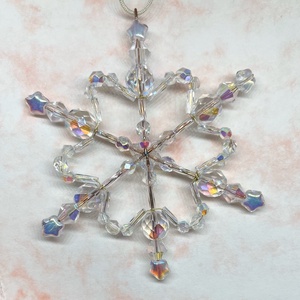 Christmas Snowflake - karácsonyi hópehely dísz gyöngyökből - karácsony - karácsonyi lakásdekoráció - karácsonyfadíszek - Meska.hu