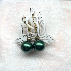 Festive Pearls - Karácsonyi gömb teklagyöngy fülbevaló - ékszer - fülbevaló - lógó fülbevaló - Meska.hu