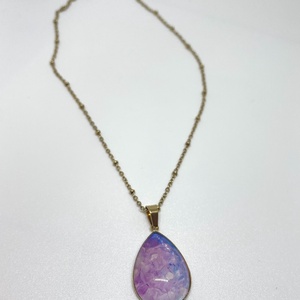 Lilac Drop - Nyaklánc üveglencsés medállal - ékszer - nyaklánc - medálos nyaklánc - Meska.hu