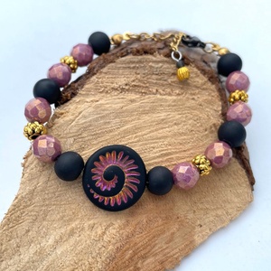 Sunset Ammonites - Üveggyöngy karkötő, Ékszer, Karkötő, Gyöngyös karkötő, Ékszerkészítés, MESKA