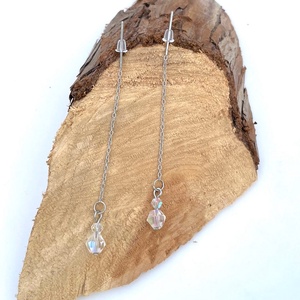 Pretty Crystal - Lógós lánc és üveggyöngy fülbevaló - ékszer - fülbevaló - lógó fülbevaló - Meska.hu