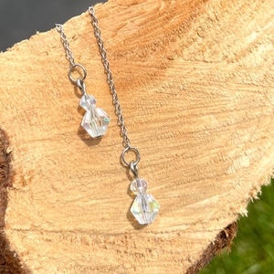 Pretty Crystal - Lógós lánc és üveggyöngy fülbevaló, Ékszer, Fülbevaló, Lógó fülbevaló, Ékszerkészítés, MESKA