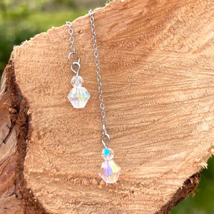 Pretty Crystal - Lógós lánc és üveggyöngy fülbevaló - ékszer - fülbevaló - lógó fülbevaló - Meska.hu