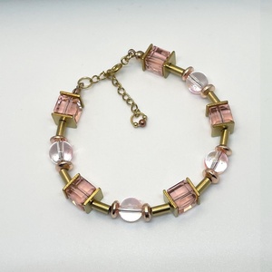 Pink and Gold - Üveggyöngy karkötő - Meska.hu