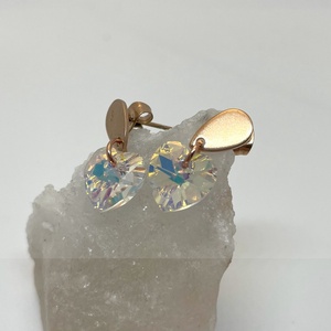 Crystal Heart - Kristály szív fülbevaló - ékszer - fülbevaló - lógó fülbevaló - Meska.hu
