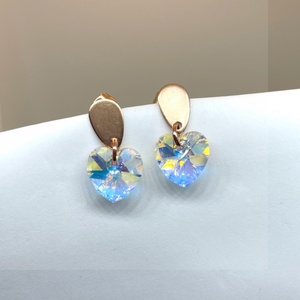 Crystal Heart - Kristály szív fülbevaló - ékszer - fülbevaló - lógó fülbevaló - Meska.hu
